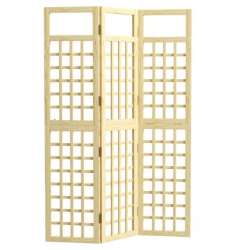 Outsunny 3-panel Garden Privacy Screen, Freestanding Foldable Wooden Outdoor Divider/trellis, Decorative Privacy Screen For Garden Patio Pool, 120 X 170 Cm, Natural Wood Finish