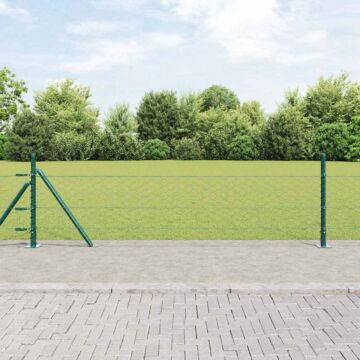 Vidaxl Hexagon Fence Green 0.4x100 M Steel, Vidaxl Fence Posts With Base Plates 13 Pcs Ø32mm 50cm Galvanised Steel