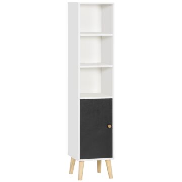 Kleankin Bathroom Storage Cabinet, Bathroom Floor Standing Tallboy Unit With Adjustable Shelves And Cabinet, White