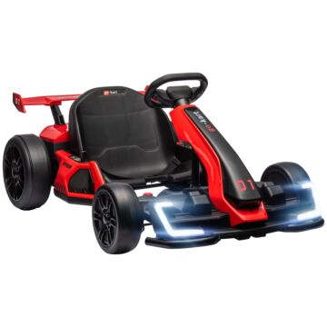 Homcom 24v Electric Go Kart For Kids With Adjustable Seat For 6-12 Years Old, Red