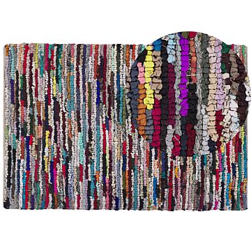 Rag Rug Multicolour With Cotton 160 X 230 Cm Rectangular Hand Woven Oriental Boho Beliani