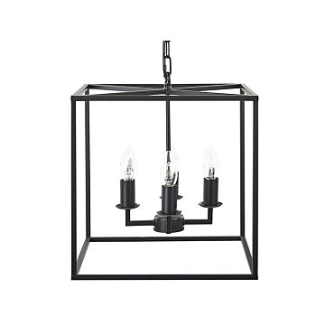 Pendant Lamp Black Metal 115 Cm Cube Cage Frame 4 Light Fixture Ceiling Modern Beliani