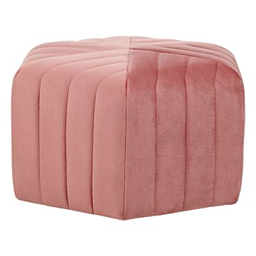 Pouffe Pink Velvet 53 X 48 X 29 Cm Upholstered Hexagonal Footstool Ottman Glamour Style Living Room Beliani