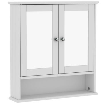 Bath Vida Priano 2 Door Mirrored Wall Cabinet With Shelf, White