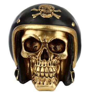 Fantasy Biker Helmet Gold Punk Skull Ornament
