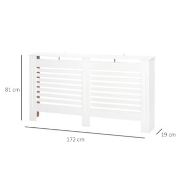 Homcom Mdf White Painted Radiator Cover Slatted Cabinet Shelving Display Horizontal Style Modern Piece 172l X 19w X 81h Cm