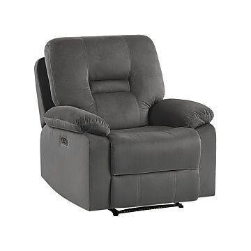 Recliner Chair Dark Grey Velvet Electric Adjustable Back And Footrest With Led Modern Living Room Beliani