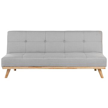 3 Seater Click Clack Sofa Bed Light Grey Tufted Modern Living Room Beliani