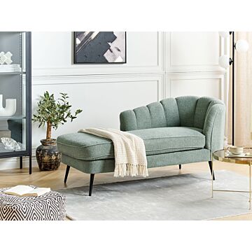 Chaise Lounge Green Boucle Upholstery Black Metal Legs Right Hand Modern Design Living Room Furniture Beliani