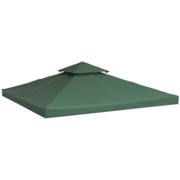 Outsunny 3 X 3 M Gazebo Top Cover Double Tier Canopy Replacement Pavilion Roof Dark Green