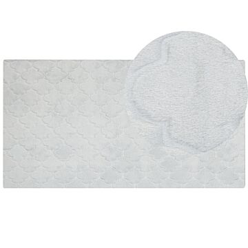 Faux Rabbit Fur Rug Light Grey Artificial Polyester Fur 80 X 150 Cm Soft Shaggy High Pile Trellis Pattern Rug Beliani