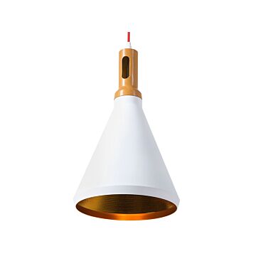 Pendant Lamp White Copper Colour Aluminium Bell Shape Task Lighting Modern Beliani