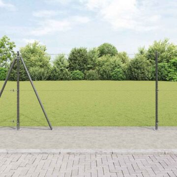 Vidaxl Hexagon Fence Grey 1.2x10 M Steel, Vidaxl Fence Posts With Base Plates 7 Pcs Ø32mm 68.5cm Galvanised Steel