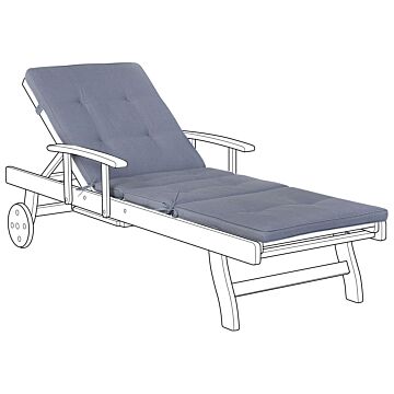 Garden Sun Lounger Cushion Blue Polyester Seat Backrest Pad Modern Design Outdoor Pad Beliani