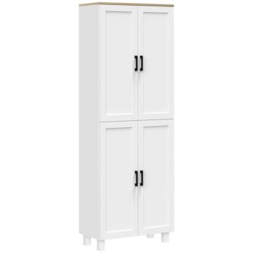 Homcom Freestanding Kitchen Cupboard, 4-door Storage Cabinet Organizer With Adjustable Shelves, 170cm, White