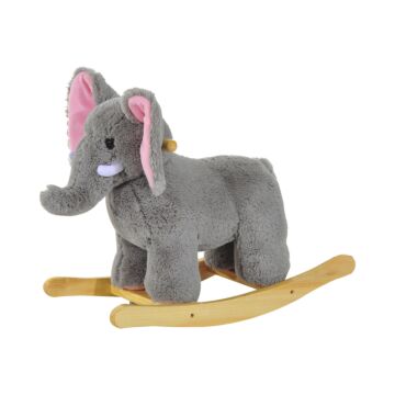 Homcom Kids Plush Ride On?elephant-grey