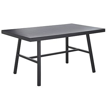 Garden Dining Table Black 150 X 90 Cm Metal Aluminium Frame Rectangular Modern Industrial Beliani