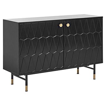 Sideboard Black Mdf 2 Door Cabinet Storage Modern Minimalist Design Living Room Storage Beliani