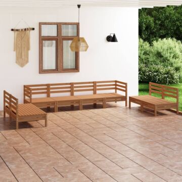 Vidaxl 8 Piece Garden Lounge Set Honey Brown Solid Pinewood