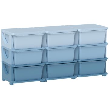 Homcom Kids Storage Unit, With Nine Drawers - Blue
