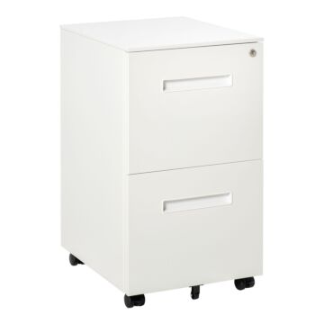 Vinsetto Mobile File Cabinet Vertical Home Office Organizer Filing Furniture With Adjustable Partition For A4 Letter Size, Lockable White