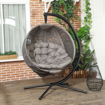 Outsunny Round Egg Basket Chair, With Steel Stand