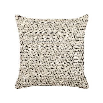 Decorative Cushion Beige Cotton 45 X 45 Cm Handmade Boho Decor Accessories Beliani