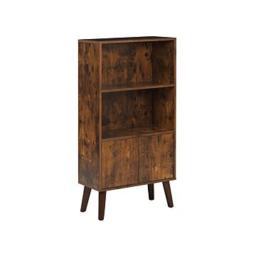 Bookcase Dark Wood Freestanding 2 Open Shelves Storage Cabinet Industrial Beliani