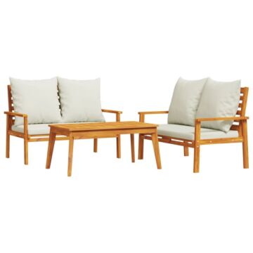 Vidaxl 3 Piece Garden Lounge Set With Cushions Solid Wood Acacia