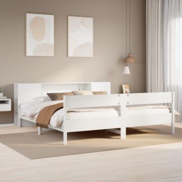Vidaxl Bookcase Bed Without Mattress White 180x200 Cm Super King Solid Wood Pine