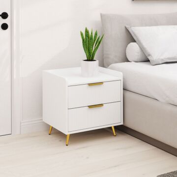 Homcom Elegant Two-drawer Bedside Table - White