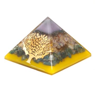 Large Organite Pyramid 7cm - Tree (gold Base)