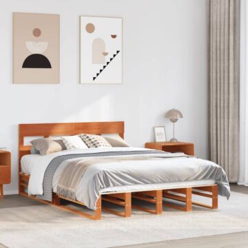 Vidaxl Bed Frame Without Mattress Wax Brown 150x200 Cm King Size Solid Wood Pine