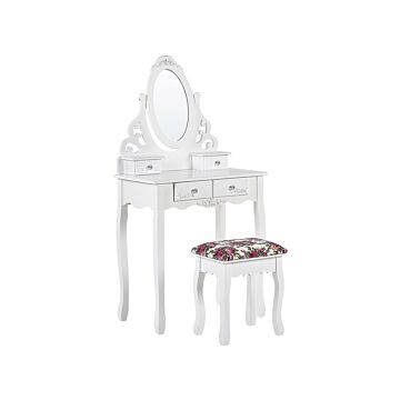 Dressing Table White 4 Drawers Living Room Furniture Scandinavian Design Beliani