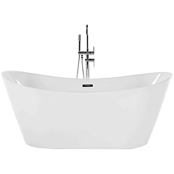 Bath White With Silver Sanitary Acrylic Single 180 X 78 Cm Freestanding Modern Beliani
