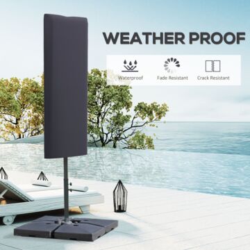 Outsunny Outdoor Cantilever Umbrella Cover Parasol With Rod, Zipper, Dark Grey