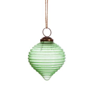 Green Recycled Glass Rippled Bauble