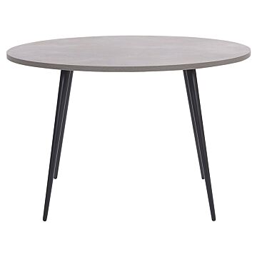 Dining Table Concrete Effect Top Black Metal Legs Round 120 Cm Modern Glamour Style Beliani