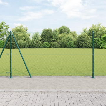 Vidaxl Hexagon Fence Green 1.2x50 M Steel, Vidaxl Fence Posts With Base Plates 13 Pcs Ø32mm 68.5cm Galvanised Steel