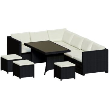 Garden Vida Belgrave 9 Seater Rattan Set, Black