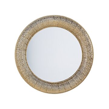 Wall Mounted Hanging Mirror Gold Round 80 Cm Decorative Accent Piece Painted Beliani