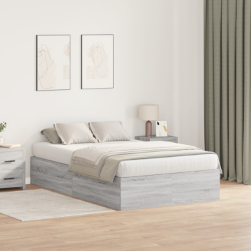 Vidaxl Storage Bed Frame Grey Sonoma 120x200 Cm