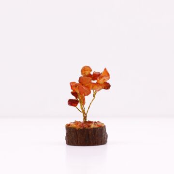 Mini Gemstone Tree On Wood Base - Carnelian (15 Stones)