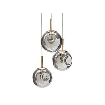 Pendant Lamp Transparent Glass Shades Brass Iron 3 Light Modern Design Home Accessories Living Room Beliani