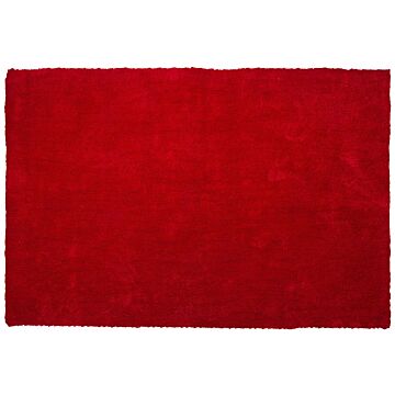 Shaggy Area Rug Red 160 X 230 Cm Modern High-pile Machine-tuftedrectangular Carpet Beliani