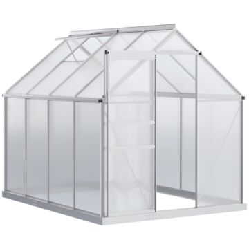Outsunny 190 X 253 Cm Walk-in Polycarbonate Greenhouse - Silver-tone