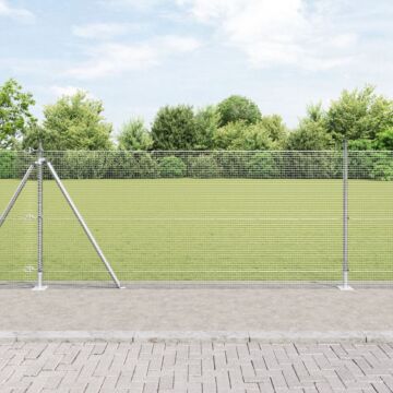 Vidaxl Welded Wire Fence With 13 Flanged Posts 1x50 M Galvanised Steel