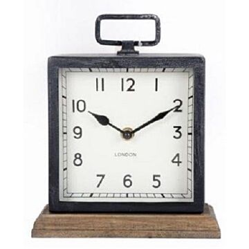 Metal Clock With Wooden Base