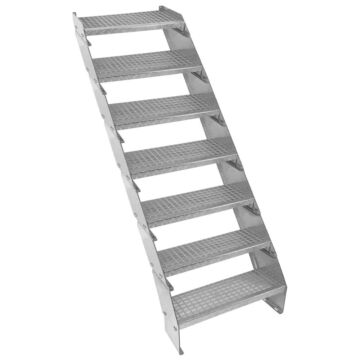 Adjustable 7 Section Galvanised Staircase - 600mm Wide