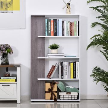 Homcom Particle Board 4-tier Multifunction Bookshelf Grey/white